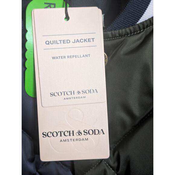 Scotch & Soda Quilted Jacket Water Repellent Inky Blue Green Varsity Style Med. - Picture 4 of 13